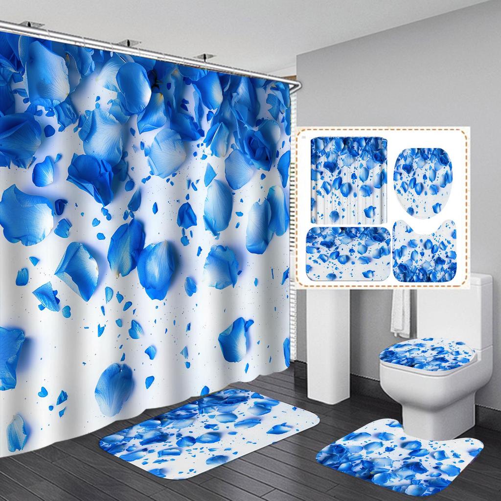 Xiyin Waterproof High Definition Shower Curtain Set - Four-Piece, No-Drill Partition for Bathroom or Hotel.