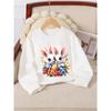 Girls' Crewneck Sweatshirt - Bunnies Eggs Flowers Spring Pattern Machine Washable, Spring And Autumn