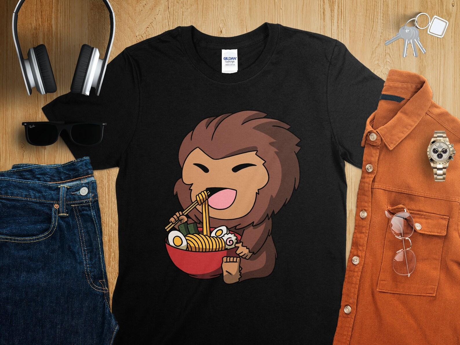 Kawaii Anime Bigfoot Sasquatch Asian Noodles Japanese Ramen Shirt, Anime Shirt, Ramen T-Shirt, Japan Art 2XL