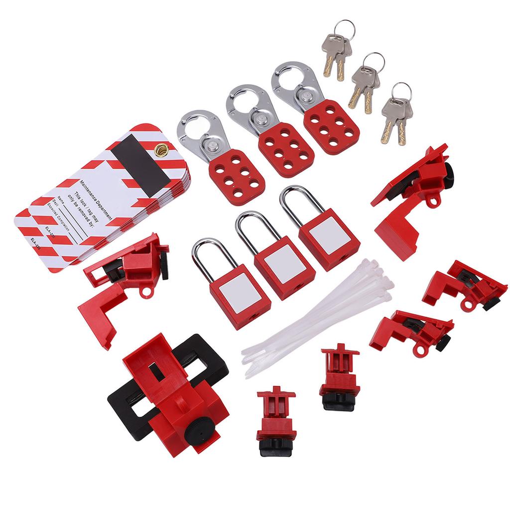 Electrical Lockout Tagout Kit Loto Tag Hasp Padlock Breaker Lock Out Device Storage Bag for Industrial Use