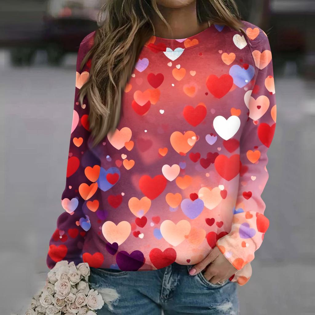 Women's Fashion Casual Long Sleeve  Printed Neck Sweatshirt Top