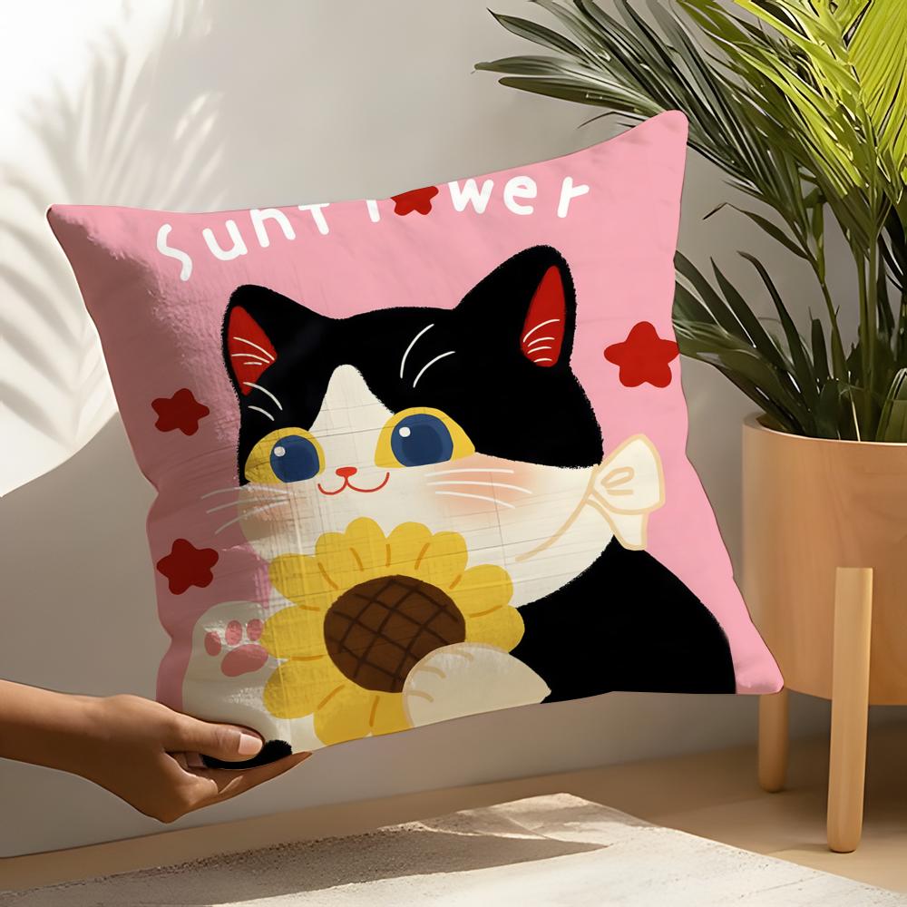 Cute Cartoon Cat Patterns Pillow Case Home Living Room Decoration Linen Pillowcover Pillow Cases Cushion Cover