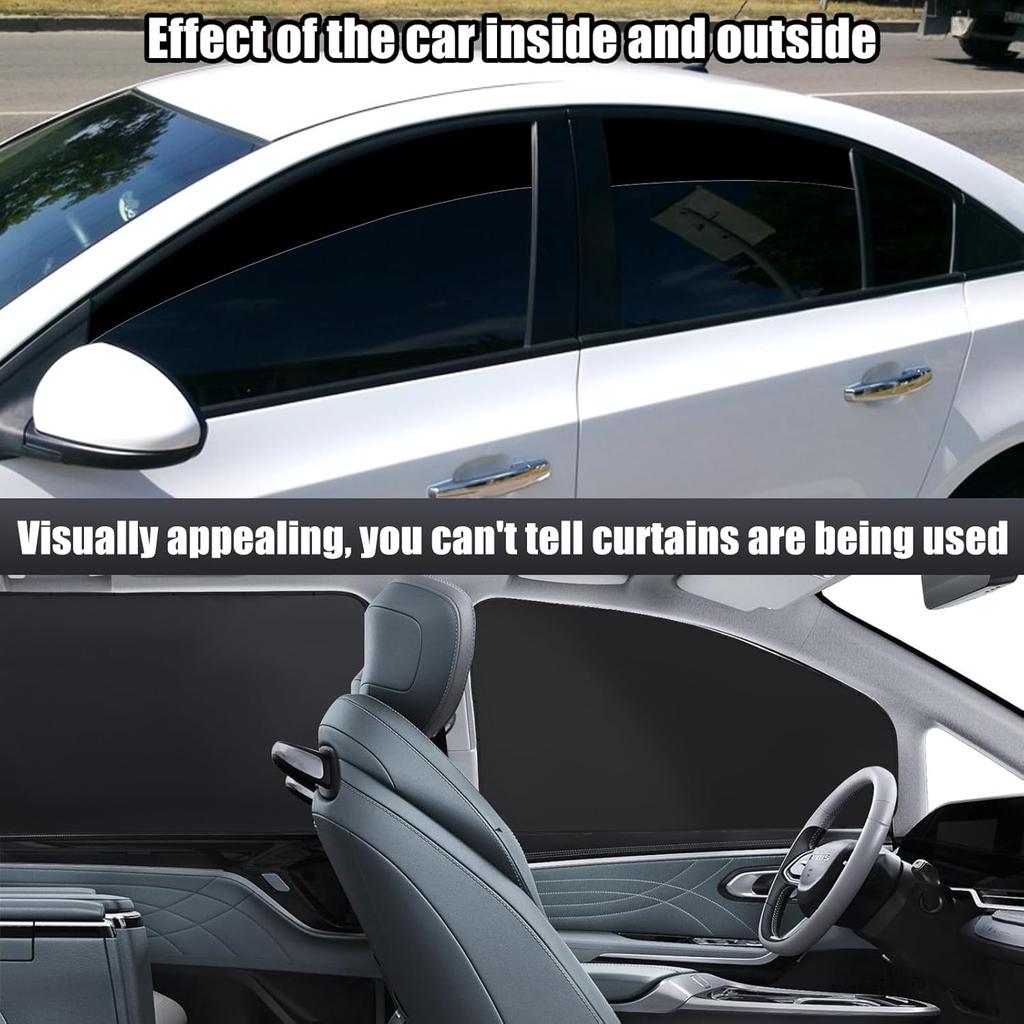 XCBYT Car Window Shades - 4 Pcs Car Privacy Curta - 100% Block Light Car Window Covers - Magnetic Side Window Sun Shade Keeps Cooler For