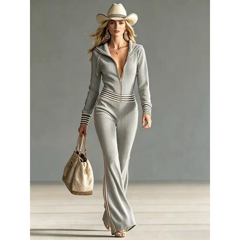 HNXC Women's Spring Autumn Fashion Casual Long Sleeve Hooded Jumpsuit Classic Exquisite