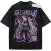 Unisex Washed Black Vintage Tshirt Demon Slayer Shinobu Kocho Highquality Fabric for Home Leisure Travel Shopping