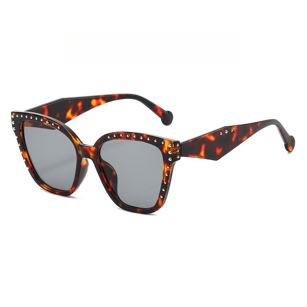 New Large-Frame Square Women's Fashion Sunglasses Diamond-Studded Unique Trend UV400 Sun Glasses Outdoor Travel Eyewear