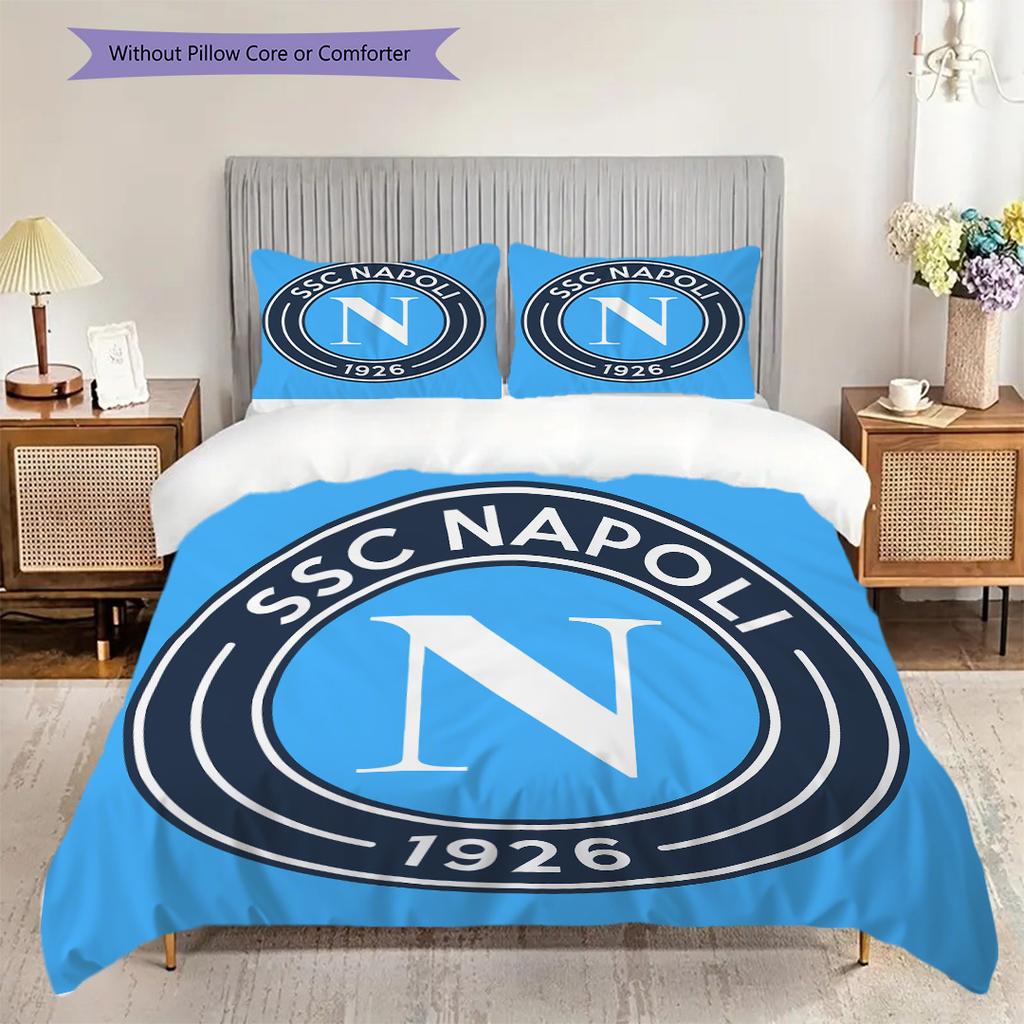 SSC Napoli Muster Bettwäsche Steppdecke Set Bettbezug Kissenbezug Heimdekoration Geburtstagsgeschenk (1 Bettbezug + 2 Kissenbezüge, ohne Füllung)