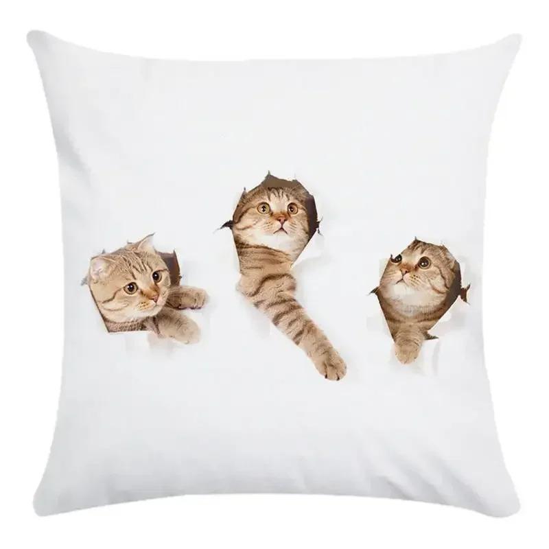 Home Decor Animal Cute Cat Print Pillow Cover Cushion Cover Living Room Accessories