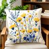 Bohemian Floral Kissenbezug, beidseitig blauer gelber Wildblumen-Druck, waschbar für Sofa Schlafzimmer Dekoration