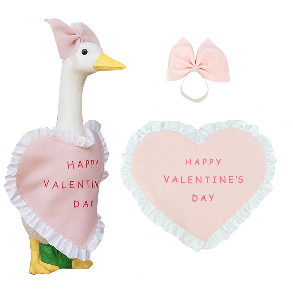 Valentine Day Porch Goose Outfit Heart-themed Goose Costume Valentine's Day Goose Costume Set 23 Inch Porch Decoration for Yard