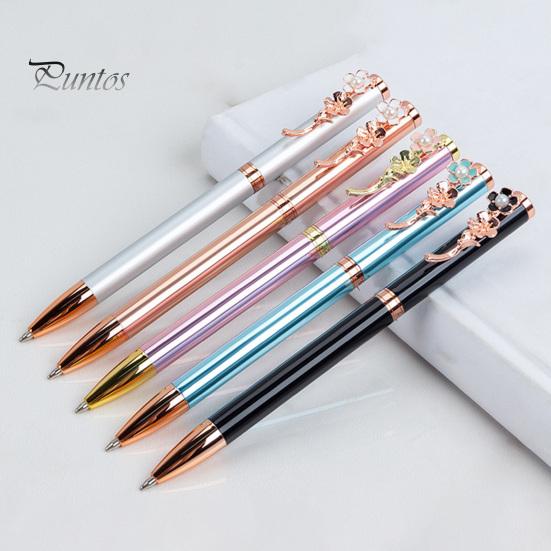 Exquisiter, einziehbarer, solider Schreibstift, bezaubernder Kunstperlen-Blumen-Clip-Kugelschreiber, Studentenbedarf