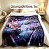 Dragon Phoenix Theme Soft Blanket Personalized Custom Name Text Print Warm Blanket Home Sofa Bedroom Decor