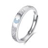 Sterling Adjustable Couple Rings With Camellia Moon Motif Minimalist Fashion Jewelry Men Women