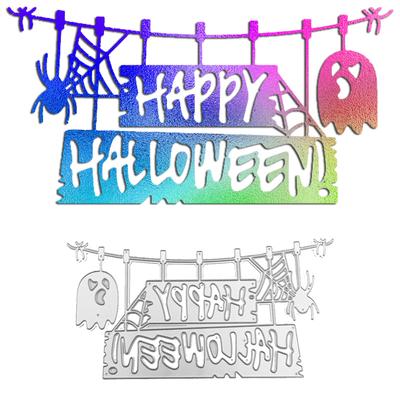 Halloween Letters and Spiders Metal Cutting Dies Craft Embossing Scrapbooking Stamps for Card Making Decor Happy Halloween