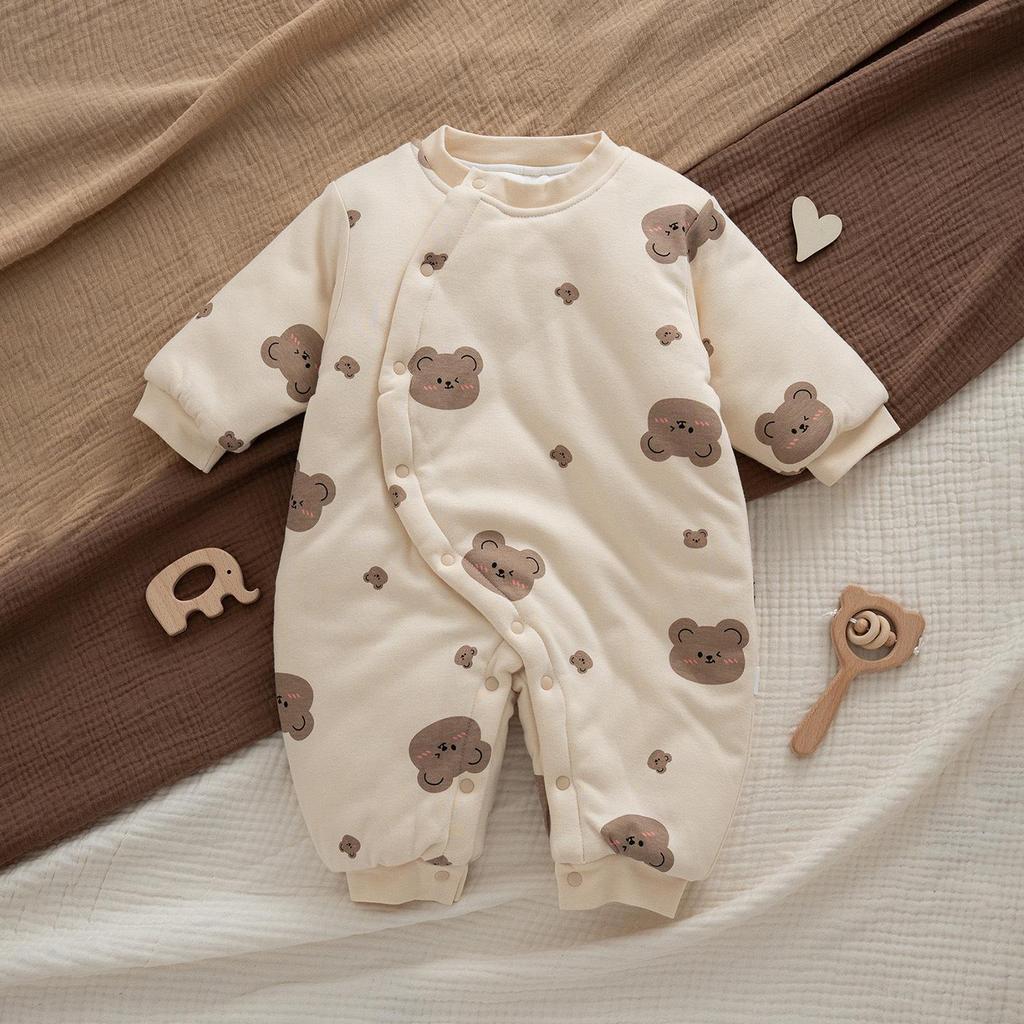 Newborn Boys' Winter Quilted Jacket: Thick, Warm, Stylish Outdoor Jumpsuit