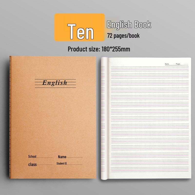 16-Page Kraft Paper Error Correction Notebook for Primary Students - Chinese and Math Mistake Collection