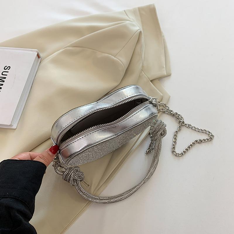 Manico Nodo Strass Pochette da Sera Lusso Designer Cristallo Diamanti Borsa a Mano Portamonete Carina Cuore d'Amore Borsa a Tracolla Mini