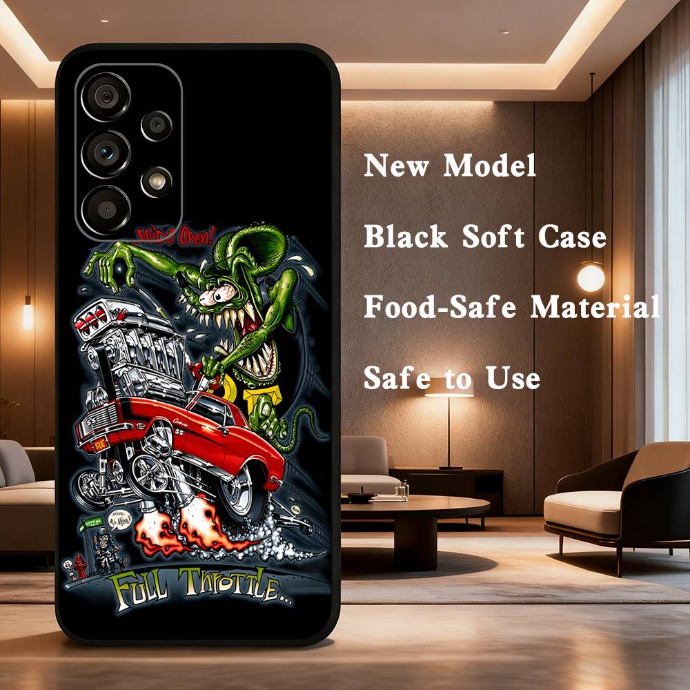 Rat F-Fink Phone Case For Samsung Galaxy A73,31,8,9,53,32,72,41,J7,52,71,22,Note Soft Black Silicone Cover SamsungA72