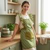 Twill Cotton Apron with Polka Dot & Ruffle Straps Water-Resistant Kitchen Apron for Cooking Baking Breathable Large Front Pocket Home Apron