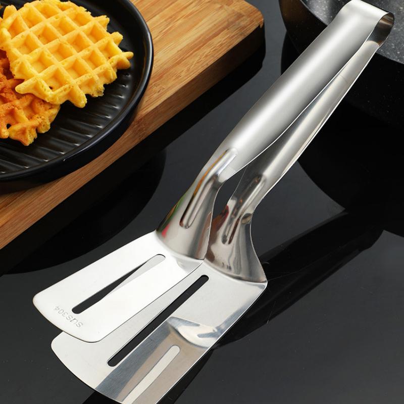 Stainless Steel Steak Tongs Clip Multifunctional BBQ Tongs Frying Fish Spatula Bread Frying Shovel Clip Household Kitchen Tool
