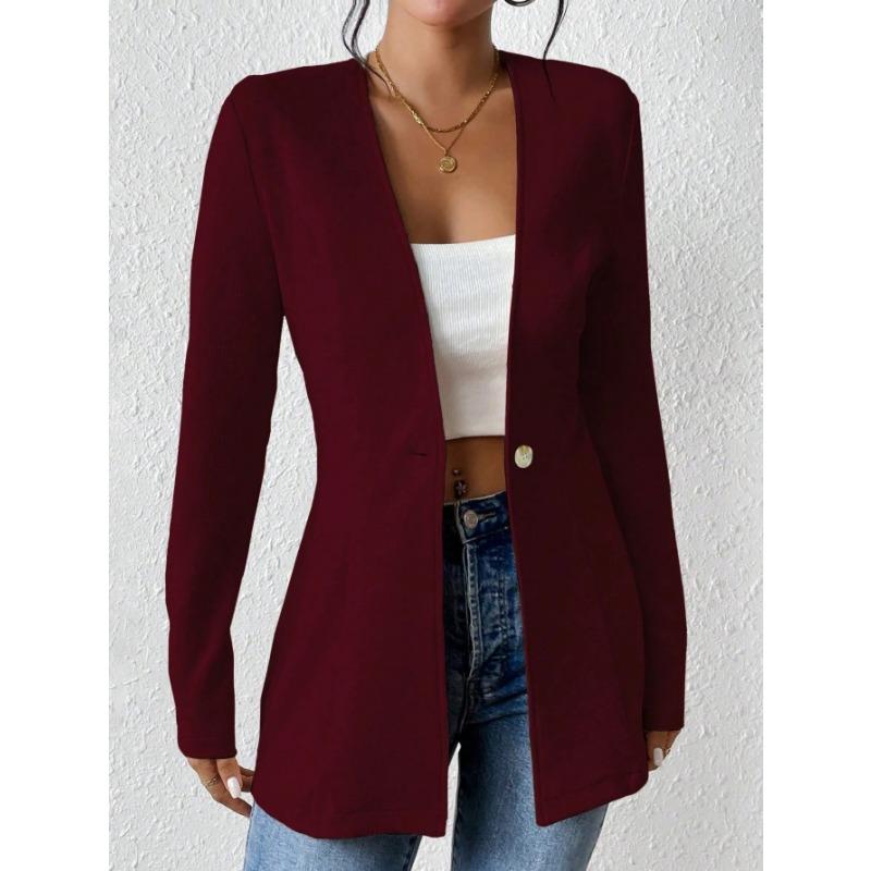 DAFIFY Women's Fashion Casual Solid Color Print Autumn Winter Long Sleeve Jackets & Coats