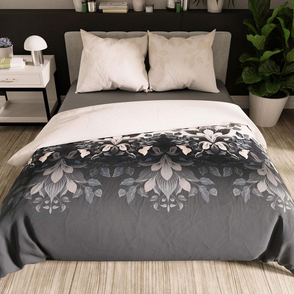 KELLY bedding set 220x200 cm - satin cotton, dark, elegant pattern