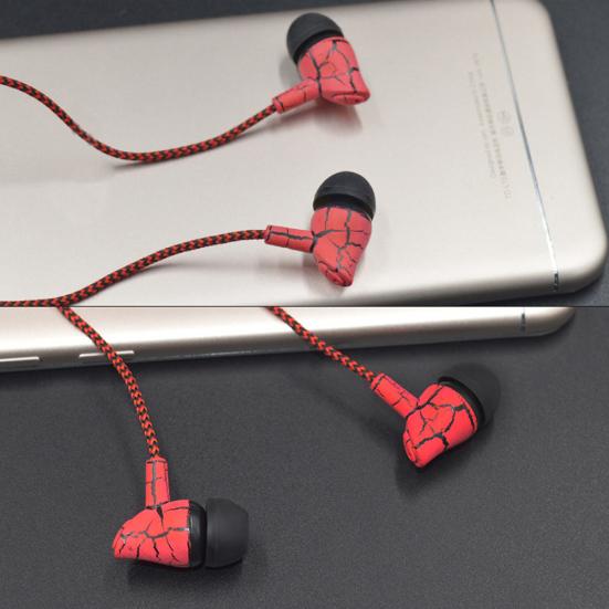 Fashion Cracked Print Wire Volume Control Universal Braided In-ear Earphones