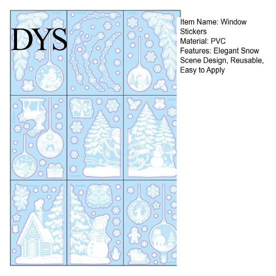 Christmas Reindeer Decals 9 Sheets Static Window Stickers, Reusable Snowflake Santa Claus Glass Film for Holiday Decoration, Snow Scene PVC