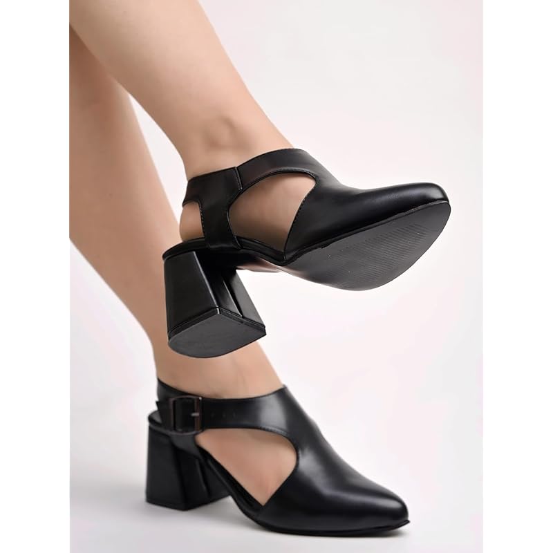 Shoetopia Solid Pointed Toe Black Pumps For Women & Girls /Eu39 6 UK чёрный