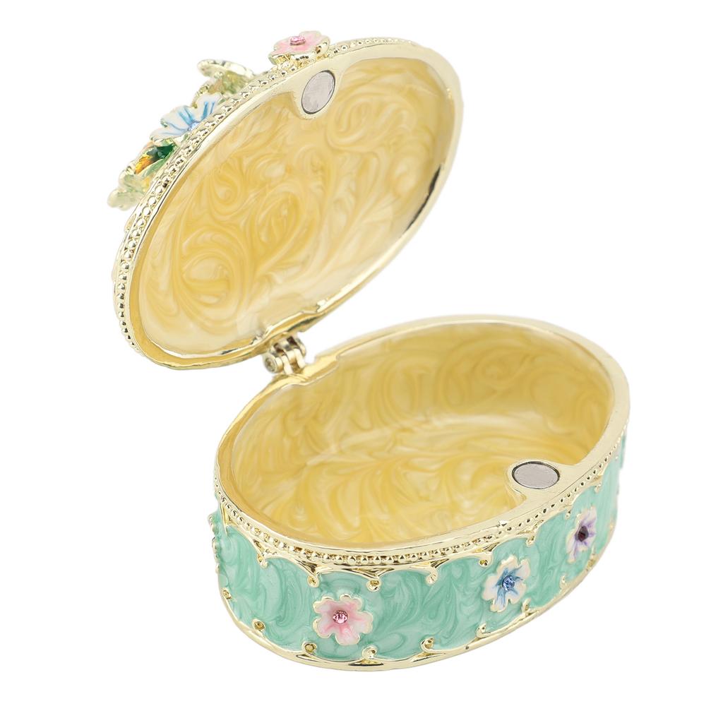Hand Painted Trinket Box Enamel Vintage Jewelry Storage Box Metal Jewelry   Decorative Rings Earrings Necklace Box