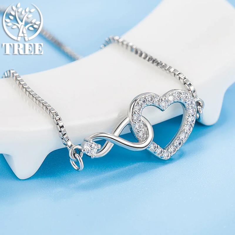 

ALITREE 925 Sterling Silver Infinite Heart Zircon Bracelets For Women Fashion Designer Fine Jewelry Accessories Charm Gifts