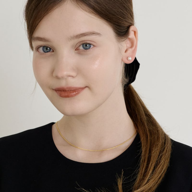 NUOY (Silver 925) Shiny White Freshwater Pearl Earrings 6mm