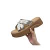 Thick-soled heightening silver cool slippers women's summer wear new high-end Boken one-word sandals