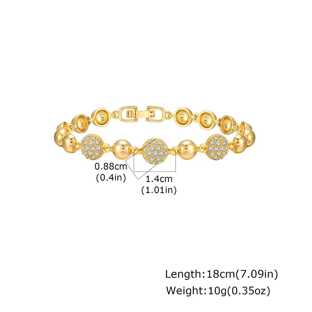 Luxury Shiny Zircon Charm Bracelet for Women, Gold Color Metal Geometric Chain Wristband Bangle, Fashion Exquisite Jewelry Gift