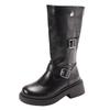Mode High-End Britische Plateau-Ritterstiefel Damen 2025 Neu Sommer mit Rock Vielseitige Weichsohlen-Langstiefel