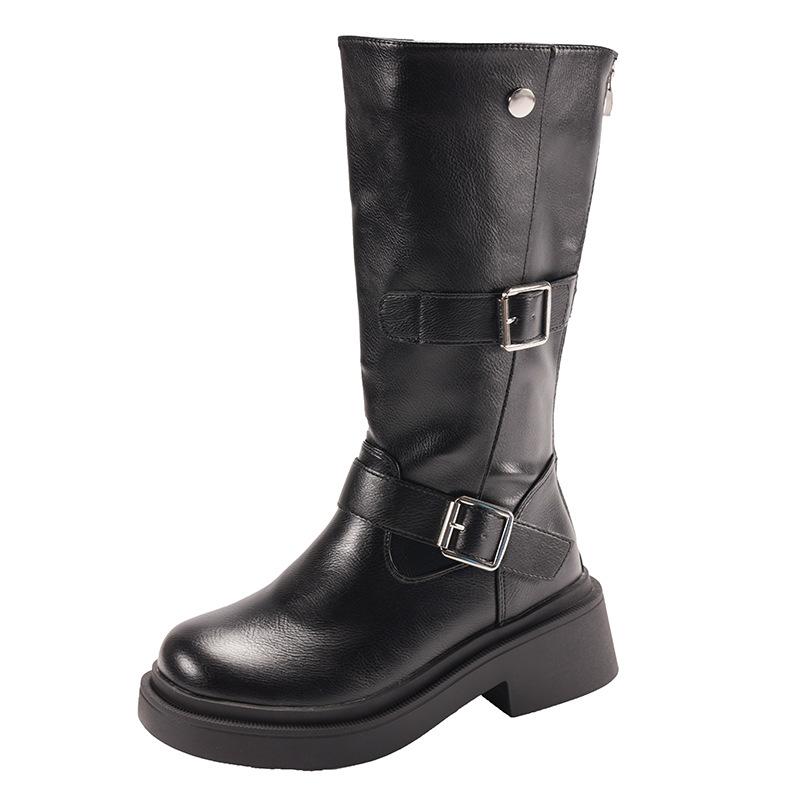 Mode High-End Britische Plateau-Ritterstiefel Damen 2025 Neu Sommer mit Rock Vielseitige Weichsohlen-Langstiefel