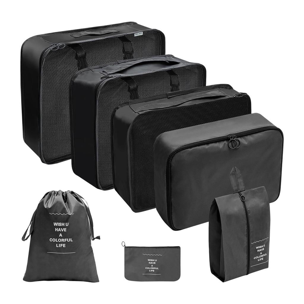 7 Piece Travel Packing Organizer Set Large Capacity Luggage Storage Bags Waterproof Portable Clothes Shoes Storage Pouches