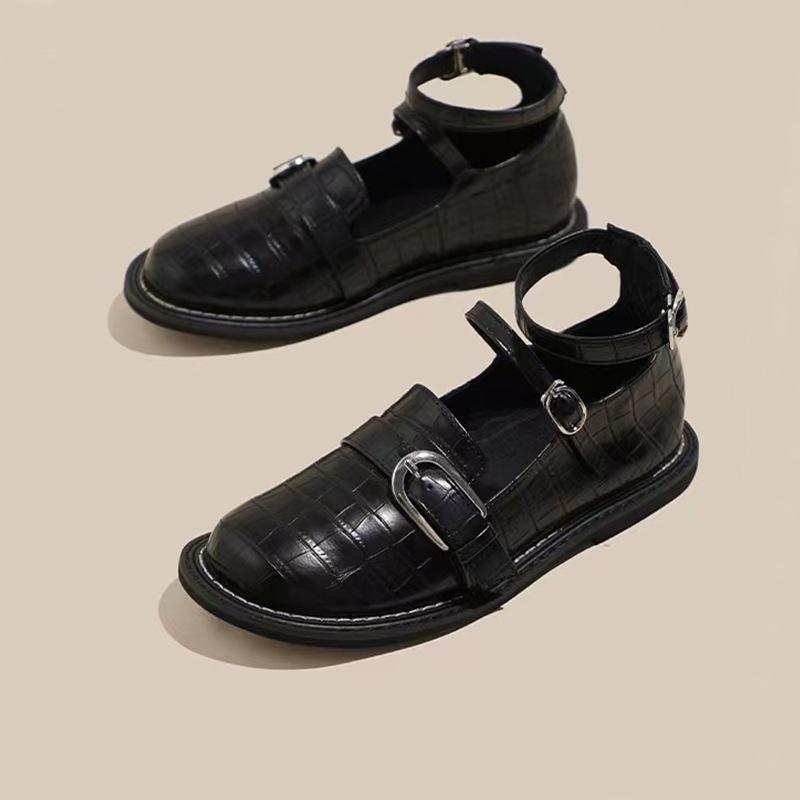 Small Leather Shoes Four Seasons Japanese Retro Lolita One-word Buckle with Low Heel Square Root Lolita Single Shoes Women