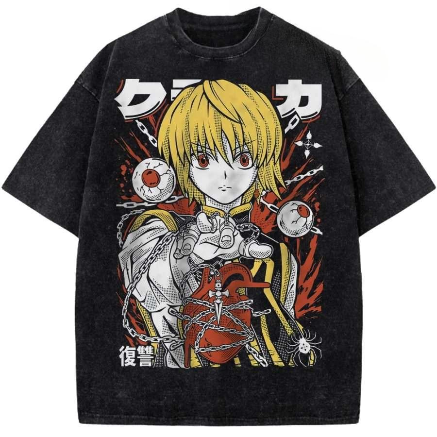 

Hot Anime Hunter X Hunter Aizakku Netero Clothing Men Women Tshirts Washed Cotton Tee Retro Oversized T-shirt Harajuku T Shirt S