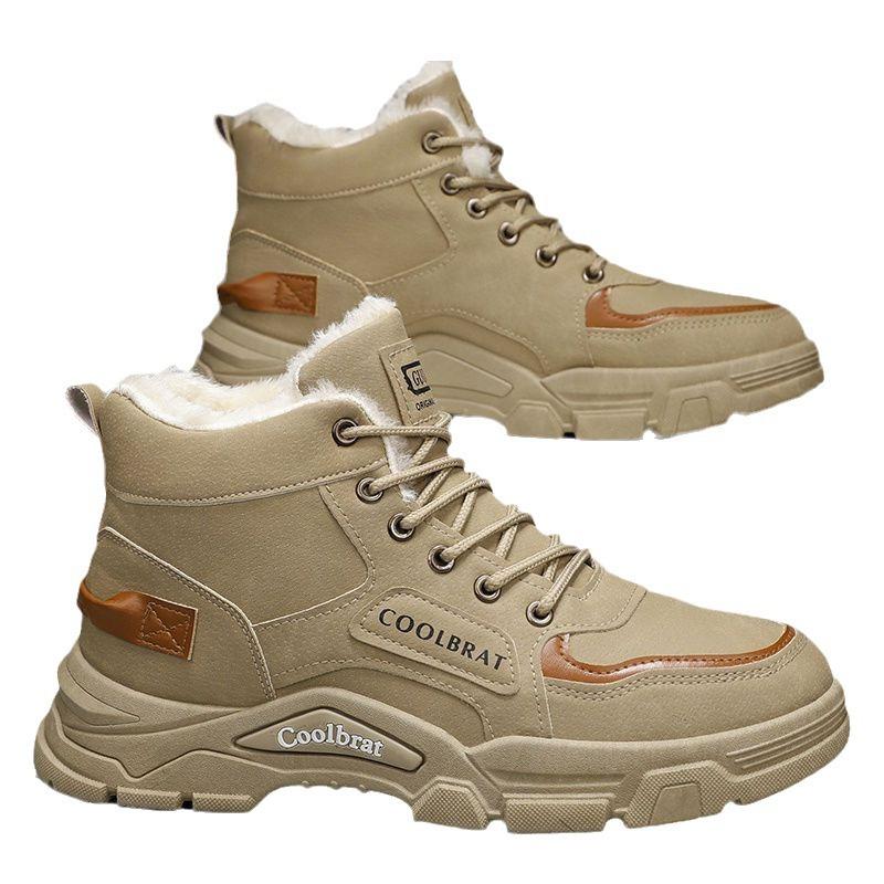 High-top men's shoes 2025 summer new tooling wind outdoor mountaineering summer velvet cotton shoes labor insurance site Martin boots