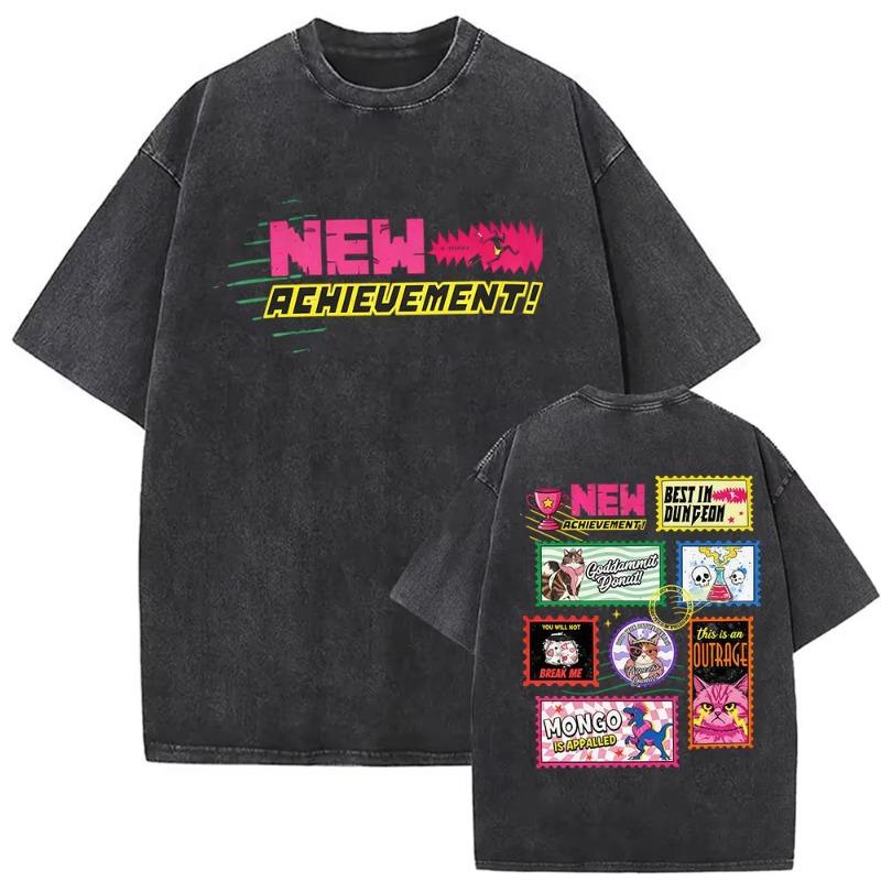 Gewaschenes T-Shirt Dungeon Crawler Carl Spiel Fans T-Shirts Herren Damen Kurzarm Tees