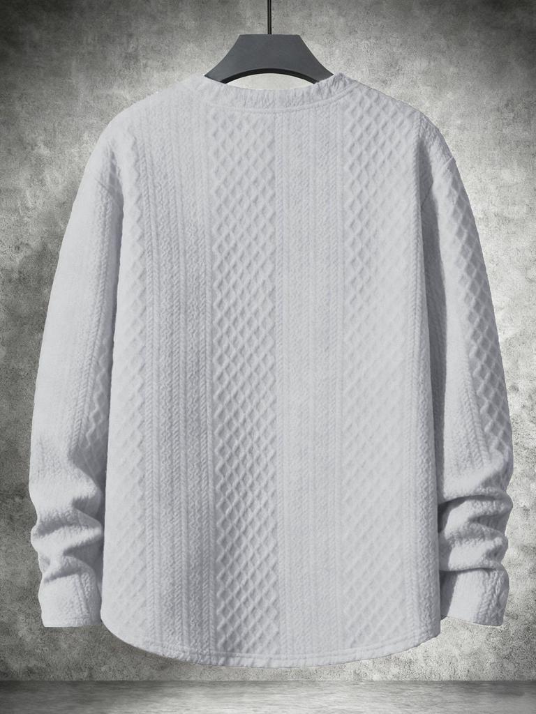 2025 Autumn/Winter Striped Round Neck Solid Color Casual Pullover Long Sleeve Hoodie Sweater