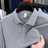 Spring And Autumn Long Sleeve Men'S Polo Shirt Breathable Solid Color Lapel Casual Loose Versatile T-Shirt Top