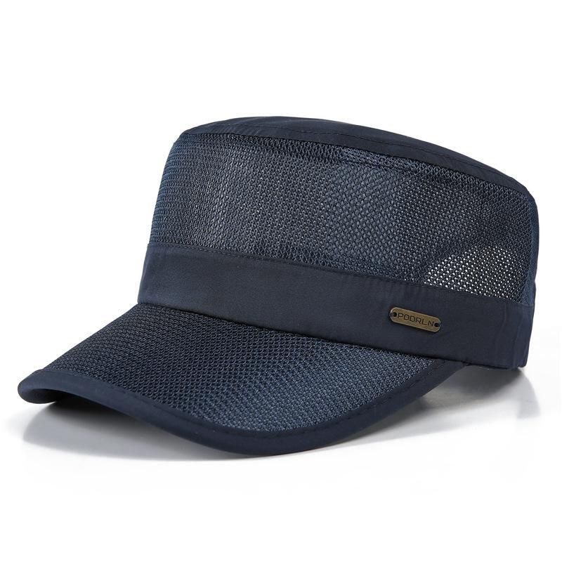 Men's Flat Top Hat Summer New Mesh Breathable Cap Outdoor Sun Hat Hat