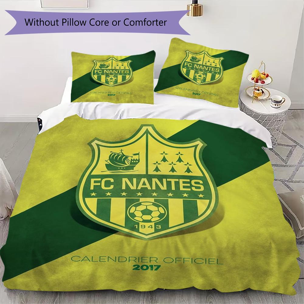 FC Nantes Pattern Bedding uilt Set uilt Cover Pillowcase Home Decoration Birthday Gift (1 * duvet cover + 2 * pillowcase without core)