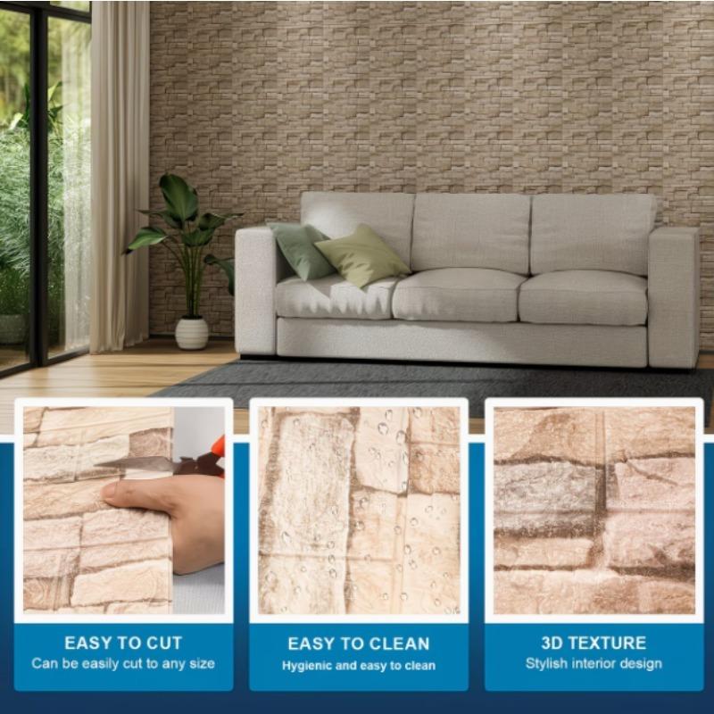 3D brick patterned wallpaper waterproof 38.5X35cm retro color self-adhesive living room wall sticker