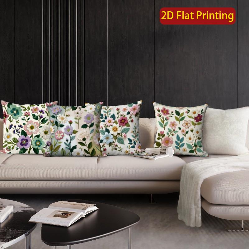 2D Vintage Floral 2D  Print Throw Pillow Covers Pattern Cushion Cover Suitable For Sofa Bedroom Car Pillow Cover