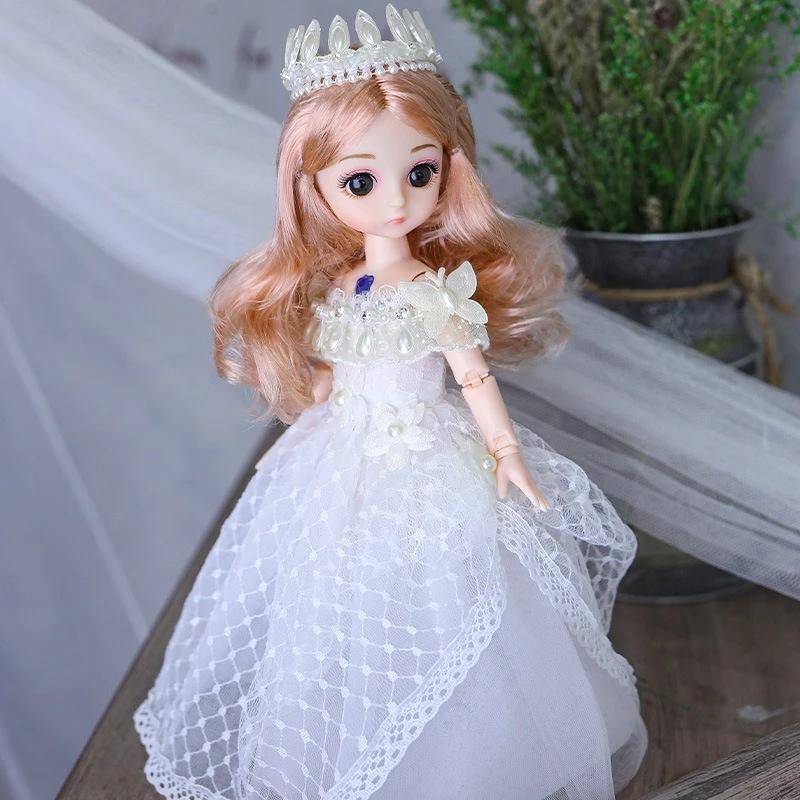30cm 1/6 BJD Princess Doll Dress Up with Clothes Shoes 20 Joints Movable Cute Sweet Face Child Girl Birthday Gift Kids Doll Toy