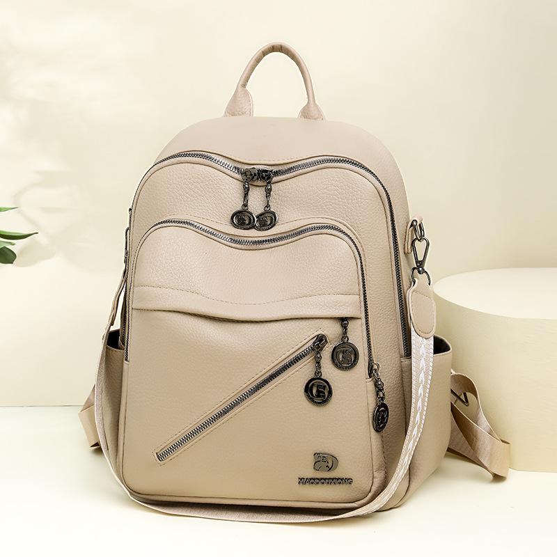 Schoolbag: New women's backpack, for work and travel, large capacity, versatile and practical soft leather backpack