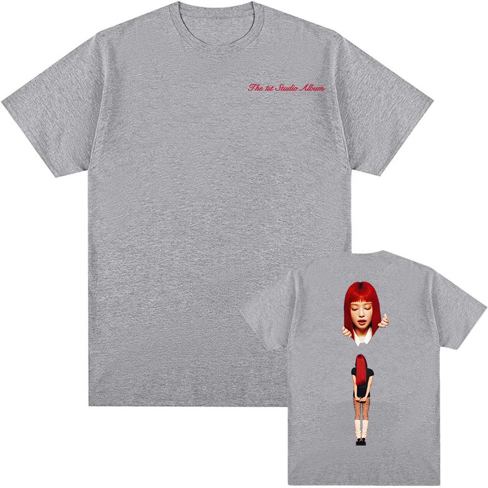 Jennie Ruby The 1st Studio Album Merch T-shirt Cotton Short Sleeve Male Tshirt Unisex Streetwear Hip Hop Korean Singer Print Tee